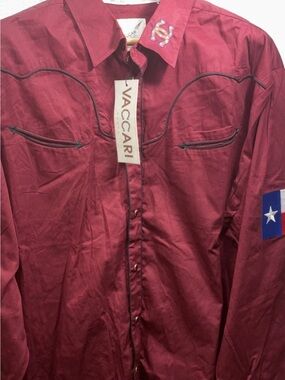 NWT Men’s Vaccari Western Embroidered Snap Button Shirt